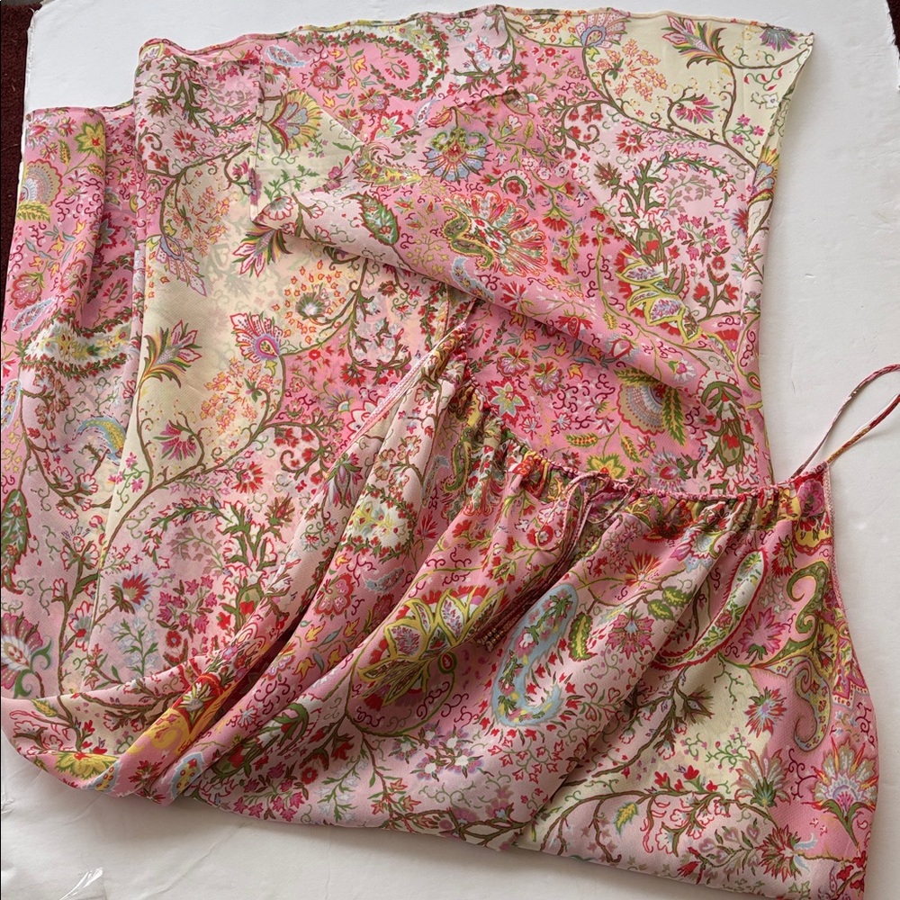 Natori Vintage y2K Luxury Slip Dress Set Matching Robe Kimono Caftan Large Pink - Picture 13 of 17